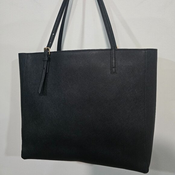 Tory Burch Large Black Leather Emerson Tote w/Gold Tone Hardware & Logo - EUC - Picture 2 of 11